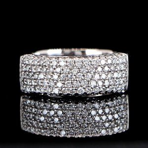 20022 Sonia B Bitton 18K White Gold 1.75ct Pave Set Diamond Ring Band Size 8